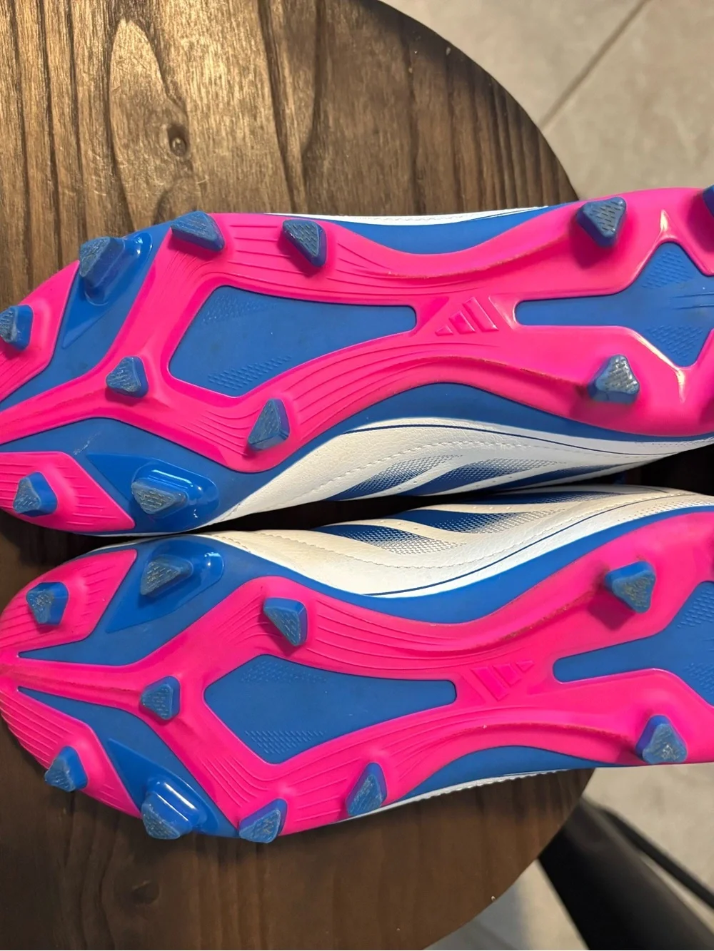 adidas Kids White, Blue & Pink Soccer Cleats